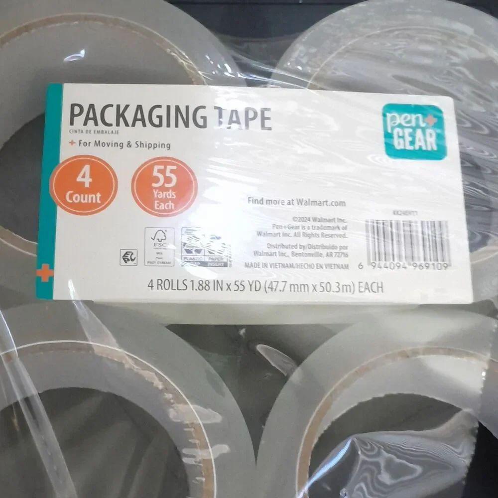 Pen+Gear Clear Packaging Tape 4 Rolls 1.88 in x 55 yd For Moving & Shipping